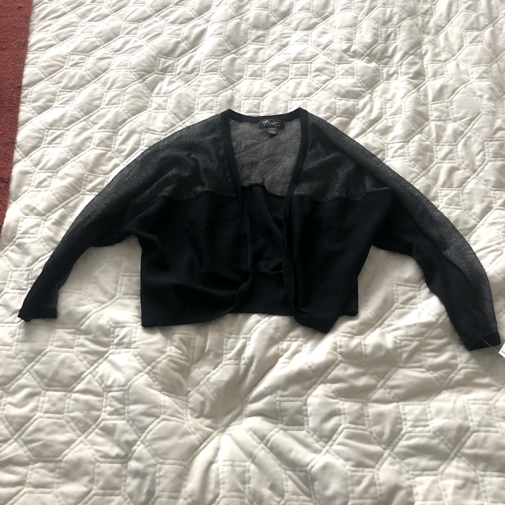 Thalia Sodi Women’s Black Sheer Cropped Quarter-Sleeve Shrug
